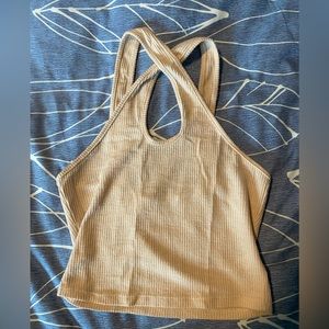 Beige Crossed-straps Top